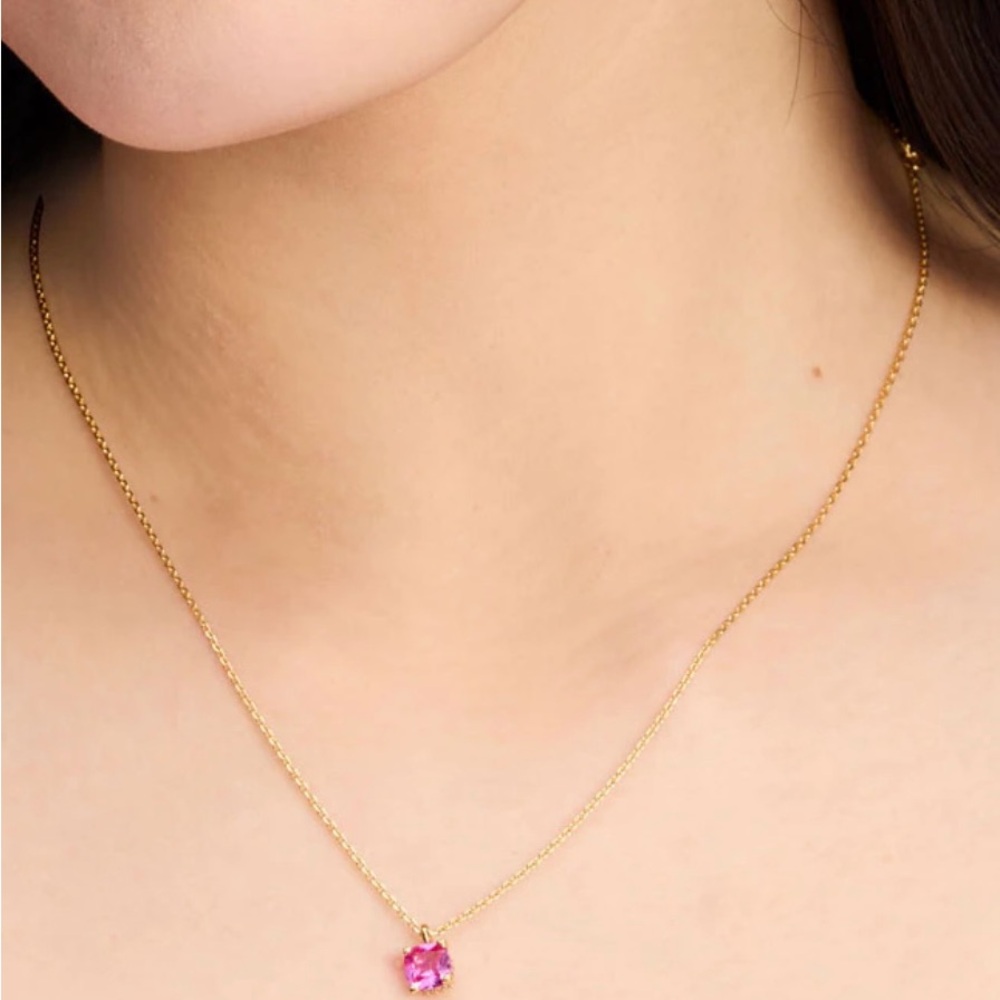 Kate Spade New York Little Luxuries Square Pendant Necklace NWT Rose Pink - Picture 6 of 6